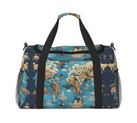 World Geography - Bolsa de transporte debajo del asiento con diseño de mapa de geografía mundial, bolsa de viaje para gimnasio, bolsa de deporte, Negro -, Talla única