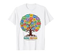 World Greetings Idioma Global Árbol Unidad Diverso Saludos Camiseta gráfica económica, Hombre, Blanco, S