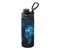 World Map Fashion - Hervidor de agua aislado deportivo de 18 onzas, hervidor para exteriores, hervidor de acero inoxidable, hervidor de protección del medio ambiente.