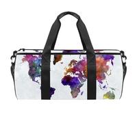 World-Map-in-Watercolor - Bolsa deportiva para gimnasio, fitness, entrenamiento, bolsa de viaje, bolsa de mano, bolsa de equipo para mujeres y hombres, multicolor, 17.7x9x9 inches