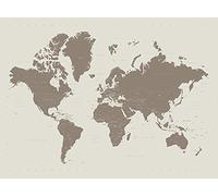 World Map Mapa del Mundo contemporáneo Piedra Lienzo Impresiones, Multicolor, 60 x 80 cm