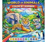 World of Animals Color by Number: Large Print Animal Designs - Bold and Easy Coloring Book for Beginners and Seniors