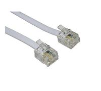 World of Data - Cable de Banda Ancha BT11 Macho RJ11 de 10 m Cable de enrutador de módem ADSL Pines de Contacto chapados en Oro - Banda Ancha de Internet de Alta Velocidad - Blanco