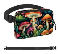 World of Mushrooms - Cangureras para mujeres y hombres, riñonera cruzada con bolsillos con cremallera, riñonera impermeable con correa ajustable para entrenamiento, correr, viajar, senderismo,