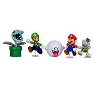 World of Nintendo Super Mario Boo Mansion Multipack - Figura de acción de 2.5 pulgadas (Mario, Luigi, Boo, planta de hueso piraña, huesos secos)