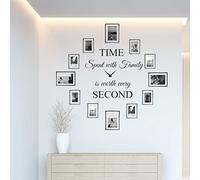 World of Wall Decal Time Spent with Family is Worth Every Second - Reloj Decorativo para Pared, diseño de Cita Familiar, Arte de Pared de Vinilo para Bricolaje, los Marcos de Fotos no están incluidos