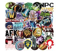 World of Warcraft 50 calcomanías de vinilo son impermeables, adecuadas para hombres y mujeres para pegar en tazas, teléfonos, motocicletas, pianos, violín, portátiles, guitarra, bicicletas y scooters