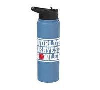 World Okayest Bowler Cita Diseño Hombres Mujeres Diciendo Bolos Stainless Steel Insulated Water Bottle