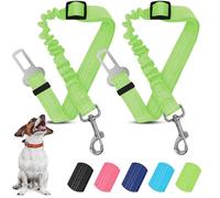 World Products Store Pack 2 Unidades Cinturón Perro Coche - Correa Perro Coche Nylon Ajustable - Cinturón Seguridad Perro Homologado - Broche Universal para Todos Los Vehículos (Verde)