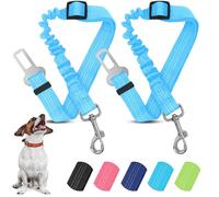 World Products Store Pack 2 Unidades Cinturón Perro Coche - Correa Perro Coche Nylon Ajustable - Cinturón Seguridad Perro Homologado - Broche Universal para Todos Los Vehículos (Azul Claro)