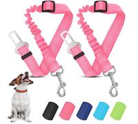 World Products Store Pack 2 Unidades Cinturón Perro Coche - Correa Perro Coche Nylon Ajustable - Cinturón Seguridad Perro Homologado - Broche Universal para Todos Los Vehículos (Rosa Claro)