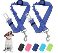 World Products Store Pack 2 Unidades Cinturón Perro Coche - Correa Perro Coche Nylon Ajustable - Cinturón Seguridad Perro Homologado - Broche Universal para Todos Los Vehículos (Azul Oscuro)