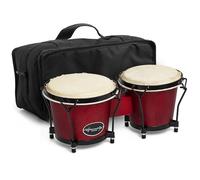 World Rhythm BON7 - Bongos de roble para principiantes de 15 y 17,7 cm, color rojo vino, incluye bolsa acolchada