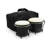 World Rhythm BON7 - Bongos de roble para principiantes de 6 y 7 pulgadas, color negro mate con bolsa acolchada
