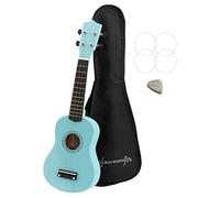 World Rhythm WR-306 - Ukelele soprano para principiantes, acabado azul claro con bolsa para concierto, cuerdas de repuesto para ukelele y púa de fieltro