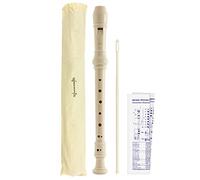 World Rhythm WR-807 - Flauta escolar con bolsa, varilla de limpieza y tabla de digitación - Soprano - Dedos en inglés/barroco - Blanco