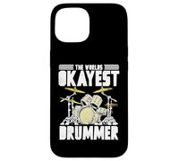 World’s Okayest Drummer Retro Music Drum Kit Artwork Carcasa para iPhone 15