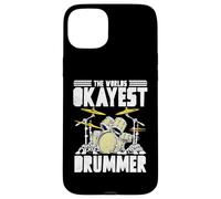 World’s Okayest Drummer Retro Music Drum Kit Artwork Carcasa para iPhone 15 Plus