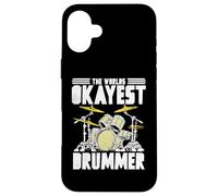 World’s Okayest Drummer Retro Music Drum Kit Artwork Carcasa para iPhone 16 Plus
