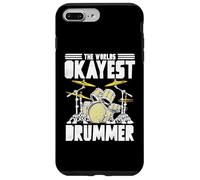 World’s Okayest Drummer Retro Music Drum Kit Artwork Carcasa para iPhone 7 Plus/8 Plus