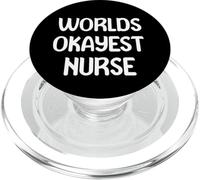 World’s Okayest Nurse Funny Workplace Humor Tees Mugs PopSockets PopGrip para MagSafe