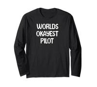 World’s Okayest PilotFunny Workplace Humor Tees Mugs Manga Larga