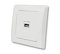 world-trading-net - caja de conexiones con USB 2.0 tipo A/B, blanca, de empotrar, apta para interruptores DELPHI y gama de tomas de corriente