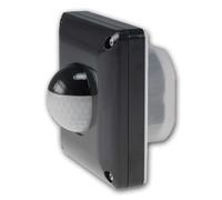 world-trading-net - Detector de movimiento empotrado, negro, tecnología de 2 y 3 hilos, 190°, 230V/500W, máximo 9m, compatible con LED, IP65