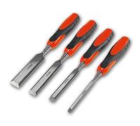 world-trading-net - Juego de cinceles, 4 piezas, ancho de cincel 6-12-18-24 mm, longitud total de 26 cm cada uno, con filo afilado a 25°