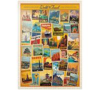World Travel: Collage impreso, póster vintage - Rompecabezas premium de 1000 piezas para adultos