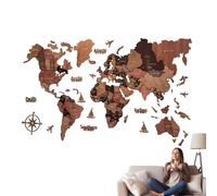 World Travel Maps, 3D Wooden Travel Map Wall Art 100 x 60 cm, 39,37 x 23,62