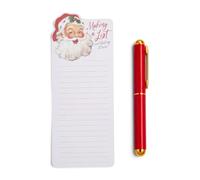 WORLD TRAVELER 4x10 Christmas Notepad with Pen 100 Sheets Holiday List Pad | Superficie de escritura lisa, hojas extraíbles, encuadernación pegada resistente, respaldo magnético para nevera