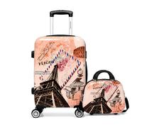 World Traveler Flight - Juego de Equipaje de Mano rígido de 2 Piezas, Maleta giratoria expandible de 20 Pulgadas con Cerradura TSA y Estuche de Viaje cosmético de 13 Pulgadas