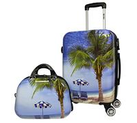 World Traveler VentureX Airline Approved Luggage - Lightweight Hardside Suitcase with Spinner Wheels, Palm Tree, 2-Piece Carry-On Set