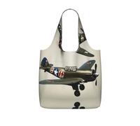 World War 2 Aircraft Airplane02 - Bolsas de almacenamiento impresas para | Bolsas reutilizables plegables de poliéster, ligeras, lavables, grandes, para compras diarias
