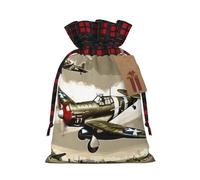 World War 2 Airplane 03 - 1 bolsa de Navidad con cordón de 8.3 x 11.8 pulgadas, bolsa robusta para regalos y artículos esenciales de uso diario