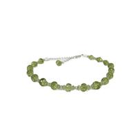 WORLD WIDE GEMS 925 sterling Silver Anxiety Relief Calming 2-6mm Stracking Green Peridot Bracelet Rondelle, Faceted 7" for mens, womens, gf, bf & Adult.