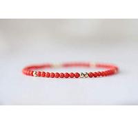 WORLD WIDE GEMS Auténtica joyería de coral italiano | Coral rojo Mediterráneo 3 mm | Coral rojo auténtico de 3 mm | Pulsera de cuentas de coral rojo | Coral natural