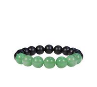 WORLD WIDE GEMS Personalized Gift 10mm Stretchable Black & Green Aventurine and Matte Onyx Bracelet Round, Smooth 7.5" for mens, womens, gf, bf & Adult.
