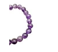 WORLD WIDE GEMS Pulsera elástica de cuentas de amatista y tribu Karen Hill de 8 mm para conciencia espiritual y código de crecimiento, WAR6184