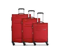 Worldpack Chicago Serie Chicago - Juego de 3 maletas de viaje de material de poliéster resistente de alta calidad, para hombre y mujer, 4 ruedas dobles y candado TSA, Rojo oscuro, Kofferset (3-teilig)