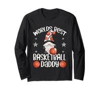 Worlds Best Basketball Daddy Funny Fathers Day GNOME For Dad Manga Larga