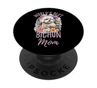 World'S Best Bichon Mom Acuarela Lindo Fuzzy Bichon Amantes PopSockets PopGrip Adhesivo