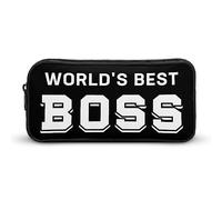 World's Best Boss - Estuche divertido para lápices de alta capacidad, bolsa de papelería, organizador de cosméticos para hombres y mujeres