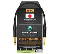 WORLDS BEST CABLES 15 cm - Cable de instrumento para bajo de guitarra utilizando Mogami 2524 cable y Neutrik NP2X-B ¼ pulgadas (6,35 mm) conectores TS dorados rectos
