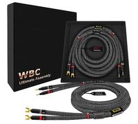 WORLDS BEST CABLES 3 pies Ultimate - 7 AWG - OFC ultra puro - Cable de altavoz HiFi de alta calidad con Eminence Gold Banana (x2) y Spade (x2) y cubierta de tweed de carbono