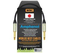 WORLDS BEST CABLES Cable de 50 cm para guitarra, bajo, instrumento con cable Mogami 2524 y conectores TS dorados Amphenol QM2P-AU de 6,35 mm