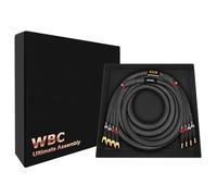 WORLDS BEST CABLES Cable de altavoz de 2,4 m Ultimate - 12 AWG - OFC ultra puro - Premium Audiophile HiFi Bi-Amp Cable de altavoz para canal central - Eminence Gold Banana (x4) & Spade (x4) conectores