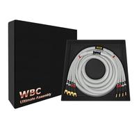 WORLDS BEST CABLES Cable de altavoz de 2,4 m Ultimate - 9 AWG - OFC ultra puro - Premium Audiophile HiFi Bi-Amp Cable de altavoz para canal central - Eminence Gold Banana (x4) & Spade (x4) conectores