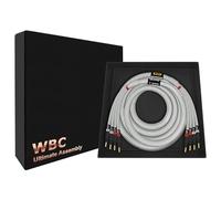 WORLDS BEST CABLES Cable de altavoz de alta fidelidad único bi-Amp para canal central con conectores banana dorados Eminence y chaqueta de tweed plateada de 3 pies (9 AWG)